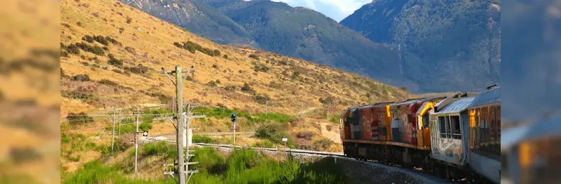 New Zealand's scenic railway 'TranzAlpine,' near Arthur's Pass National Park.