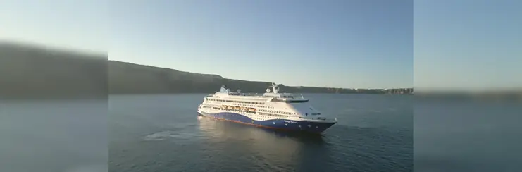 Celetyal Cruise Ship sailing on a sunny day
