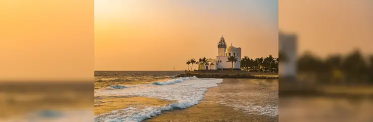 Island Mosque in Jeddah at sunset