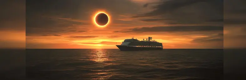 Holland America vessel sailing with a solar eclipse 