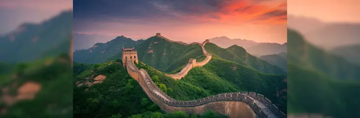 The Wall of China at sunset