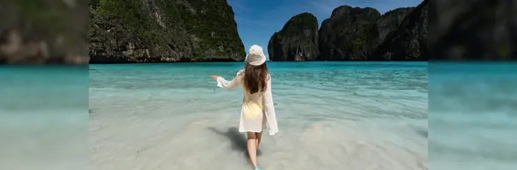 A young girl enjoying the beach