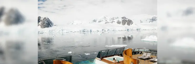 A Seabourn Luxury expedition cruise ship in the Arctic