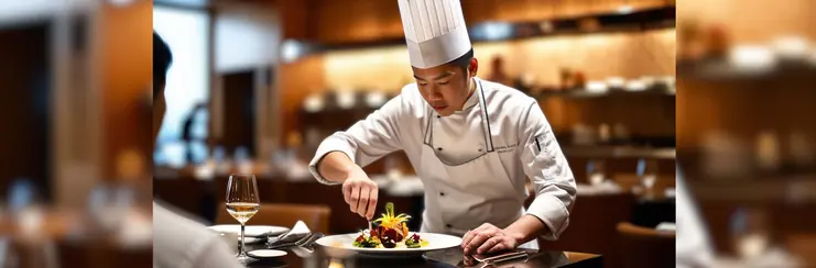 Chef finessing a plate of food