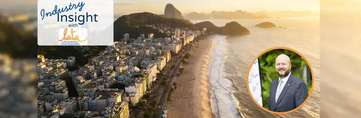 A picture of Brazil beach with a headshot of Martin and the LATA logo