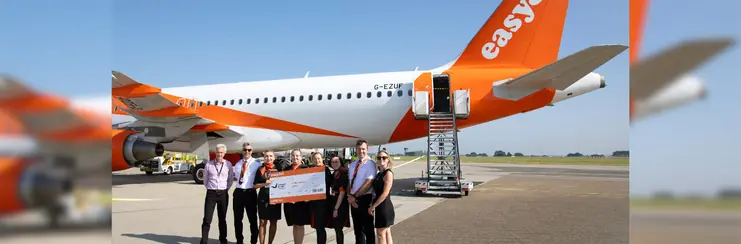 easyJet celebrating the new flight