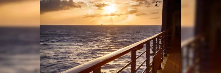 View from cruise hip balcony of the sea