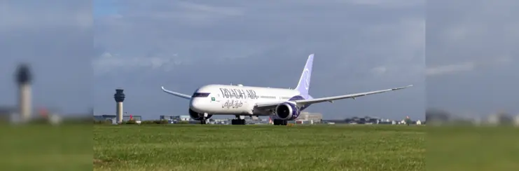 Riyadh Air plane on runway