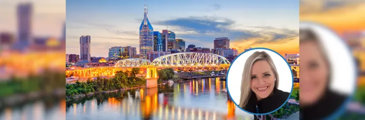 Sas Rowbotham in corner, Nashville skyline in background