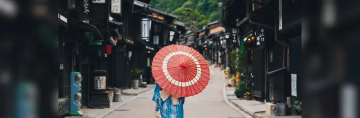 Nagano woman with umbrella
