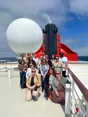 Group in front of funnel