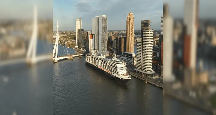 Holland America Rotterdam vessel leaving the port. 