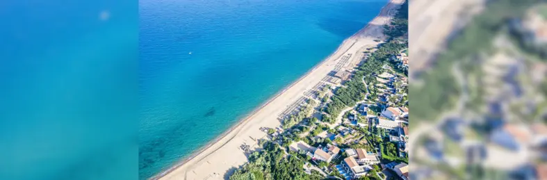 Aerial shot of Navarino Dunes, on the Costa Navarino, Messinia, in the southwest Peloponnese, Greece.