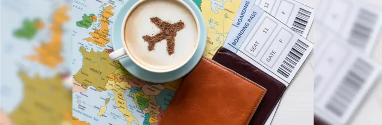 Stock collection of travel items. 