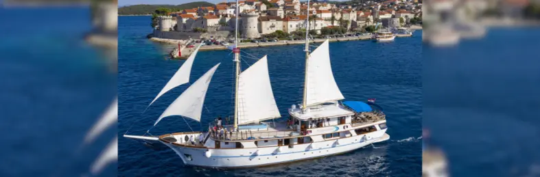Image of the MS Mendula along the Dalmatian Coast. 
