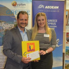 Stelios Constantinides Cyprus tourist office go bed the Fam trip place prize to Elinor Howells from Celtic Travel