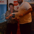 Lesley Pearce from Global Vacations wins a ?250 gift voucher from Excite holidays and Adrian Marpole