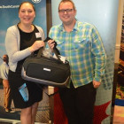 Peter Breeze wins a goody bag from Liz Langan Air Canada