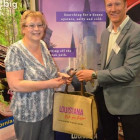 Anita Brewster ( Tailor Made Travel ) wins a goody bag from Neil Jones, Louisiana