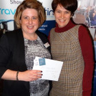The lovely Vicki Marley from Great Rail Journeys gives Claire Morgan from Tailor Made Travel a ?50 M&S shopping voucher!!